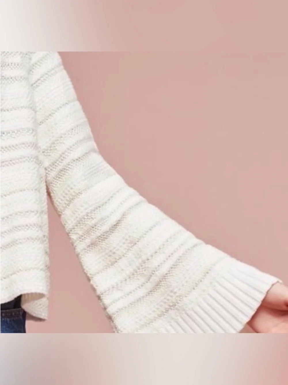 Anthropologie Moth Open Front Cardigan Sweater Beige Tan Textured Knit Size S